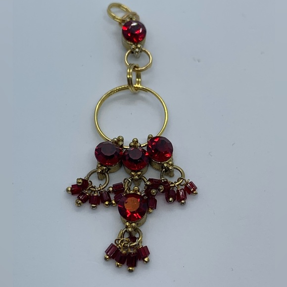 Yellow Gold Tone Pendant With Red Stones - Picture 2 of 6